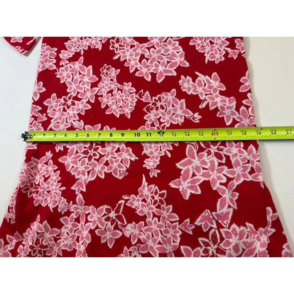 Diane Von Furstenberg Red Pink Floral Print Dress Small FLAW (bin ii89) - Picture 4 of 9
